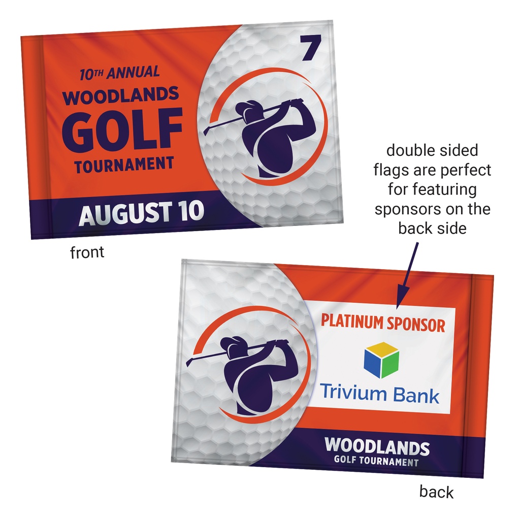 14" x 20" Custom Double Sided Golf Flag with Tube